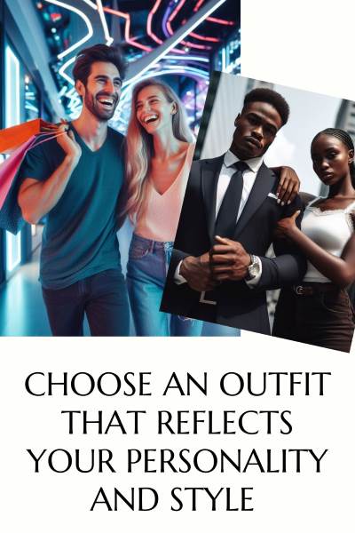 2 images of couples on dates. Text: Choose an outfit that reflects your personality and style.