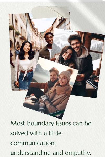 3 images of healthy couples. Text: Most boundary issues can be solved with a little communication, understanding, and empathy.